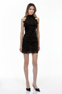 Kennedy Black High Neck Lace Mini Dress