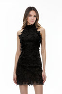 Kennedy Black High Neck Lace Mini Dress