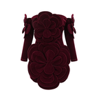 Rhea Burgundy Velvet Rosette Mini Dress