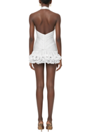 Liliana White Pleated Ruffled Mini Dress