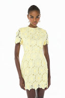 Lumière Yellow Floral Lace Mini Dress
