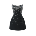 Mireille Black Embellished Strapless Mini Dress