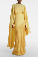 Marisol Yellow Fringed Maxi Dress with Shawl Detail