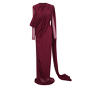 Manon Red Asymmetrical Ribbon Ruched Maxi Dress