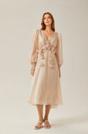 Lavinia faux-floral embellished midi dress