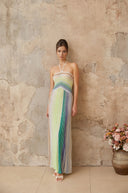 Serafina Metallic Knit Backless Maxi Dress