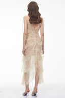 Bardot Cream Layered Floral Lace Maxi Dress with Bow