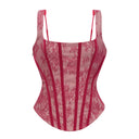 Oriol Red Lace Top & Ruched Skirt Set