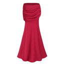 Oriol Red Lace Top & Ruched Skirt Set