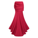 Oriol Red Lace Top & Ruched Skirt Set
