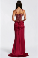 Oriol Red Lace Top & Ruched Skirt Set