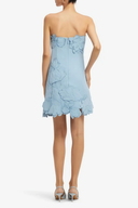 Cléa Blue Strapless Floral Embroidered Mini Dress