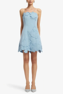 Cléa Blue Strapless Floral Embroidered Mini Dress