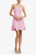 Cléa Pink Strapless Floral Embroidered Mini Dress