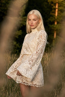 Taylor Cream White Lace Blouse & Skirt Set