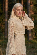 Taylor Cream White Lace Blouse & Skirt Set