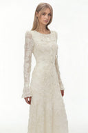 Piper Neutral 3D-Floral Embroidered Lace Maxi Dress