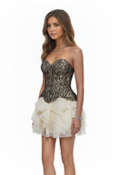 Lyra Cream White Lace Top & Tiered Skirt Set