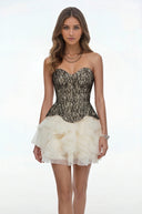 Lyra Cream White Lace Top & Tiered Skirt Set