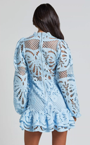 Ophelia Light Blue Ruffled Lace Cutout Mini Dress