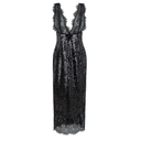 Zia Black Lace Panel Sequined Maxi Dress