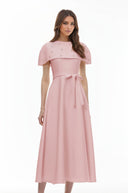 Sujata Pink Embellished Midi Dress with Cape