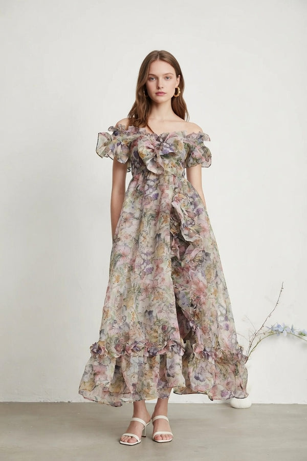 Isolde off-shoulder ruffled maxi dress
