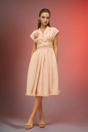 Sulaire Pink 3D Petal Pleated Midi Dress