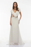 Perrin Ivory Chiffon Ruffled Top & Skirt Set