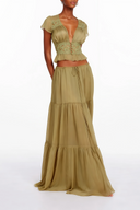 Lorelei Green Floral Lace Chiffon Top & Skirt Set