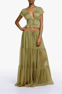 Lorelei Green Floral Lace Chiffon Top & Skirt Set