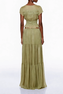 Lorelei Green Floral Lace Chiffon Top & Skirt Set