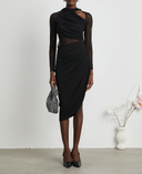 Odette semi-sheer Ruched Midi Dress