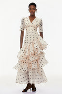 Rebecca White Polka Dot Asymmetrical Maxi Dress