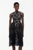 Anaïs Black Sleeveless Floral Lace Midi Dress