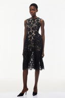 Anaïs Black Sleeveless Floral Lace Midi Dress
