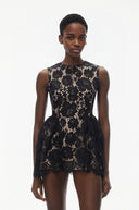 Anaïs Black Sleeveless Floral Lace Mini Dress