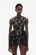 Anaïs Black Sleeveless Floral Lace Mini Dress