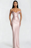 Eleanor Pink One Shoulder Satin Maxi Dress