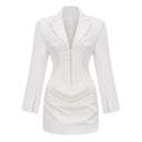 Rosalie White Ruched Blazer Mini Dress