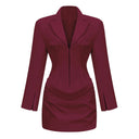 Rosalie Burgundy Ruched Blazer Mini Dress