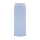 Blanche Blue Knit Two-Piece Blouse and Skirt Set