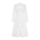 Agnès White Paneled Embroidered Lace Midi Dress