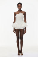 Quintina White Off Shoulder Mini Dress with 3D Florals
