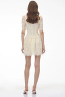 Josiane White Lace Mini Dress with Embellishment