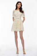 Josiane White Lace Mini Dress with Embellishment