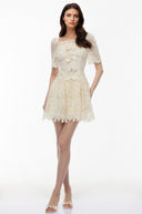 Josiane White Lace Mini Dress with Embellishment