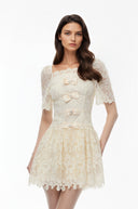 Josiane White Lace Mini Dress with Embellishment