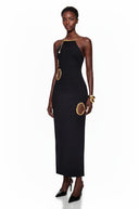 Raymonde Black Open Back Embellished Maxi Dress