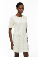 Hvítdís White Beaded Blouse & Skirt Set